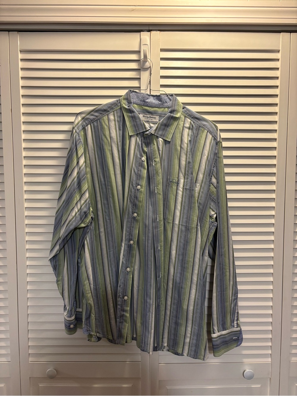 Tommy Bahama Striped Casual Button-Down Shirt - Green & Blue